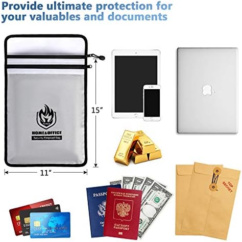 Andyer 2 Pockets Fireproof Document Bag (15"x11"), Protect Values from Fire - Image 6