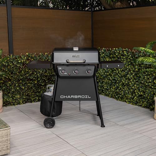 Charbroil Classic 3-Burner Propane Gas Grill, 30,000 BTU, 360 Sq. In. Cooking Area, Porcelain-Coated Grates, Compact Outdoor BBQ Grill with Side Shelves - Image 2