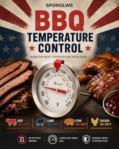 Oven‑Safe Analog Meat Thermometer, 2‑in Dial Adjustable Target Marker 2pc - Image 3
