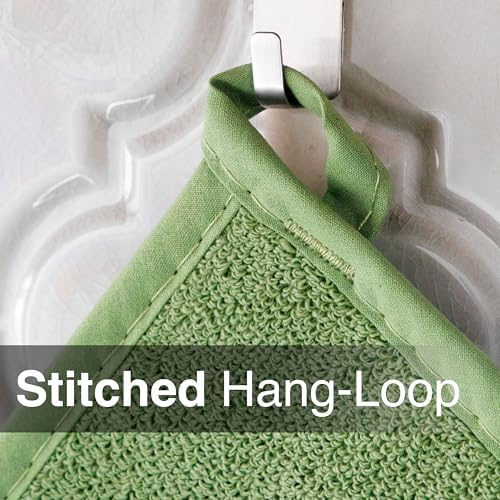 RITZ Terry Potholder & Hot Pad: Unparalleled Heat Resistant, Durable 100% Cotton – Ergonomically Designed for Optimal Grip – Easy-Care Machine Washable – 4-Pack, Cactus Green - Image 6