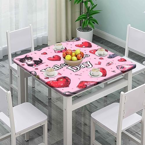 Tablecloth for Card Table Size, Love is in The Air Pattern Printed on Polyester Water Table Cover, Suitable for Home Dining Camping BBQ, Fit for 44" x 44" Square Tables - Image 2