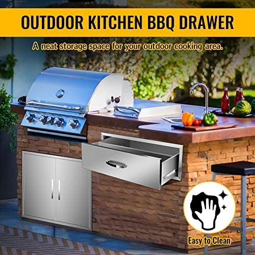 Outdoor Kitchen Drawers Stainless Steel 3-Drawer BBQ Drawer Enclosed Built-in Drawer Flush Mount For Outdoor Kitchens & BBQ Islands,30Wx23Dx10H - Image 7