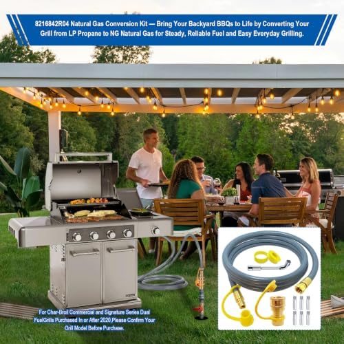 8216842R04 Natural Gas Conversion Kit Compatible with Char-Broil Commercial & Signature Series Dual Fuel Grill(2020-Newer),Propane to Natural Gas Conversion Kit with CSA Gas Hose & 3/8" Quick Connect. - Image 5
