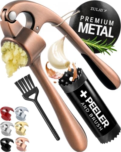 Zulay Kitchen Metal Garlic Press Garlic Mincer Tool Stainless Steel, Copper by ZulayKitchen