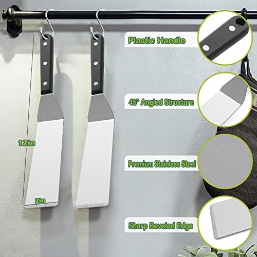 Metal Spatula Set, HaSteeL Stainless Steel Long Narrow Griddle Spatula, Heavy Duty Burger Turner Pancake Flipper with ABS Handle, Griddle Accessories Tools for BBQ Flat Top Cast Iron Grilling Cooking - Image 2