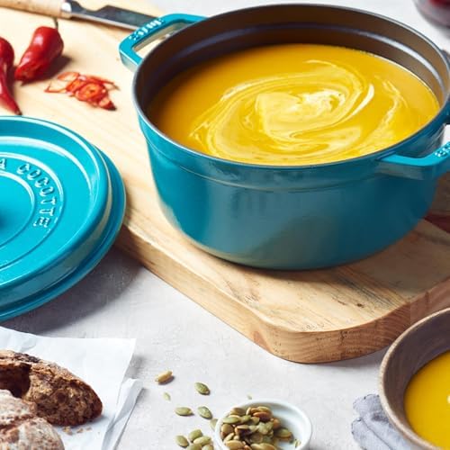 STAUB Cast Iron Round Cocotte, Dutch Oven, 4-quart, serves 3-4, Made in France, Turquoise - Image 2