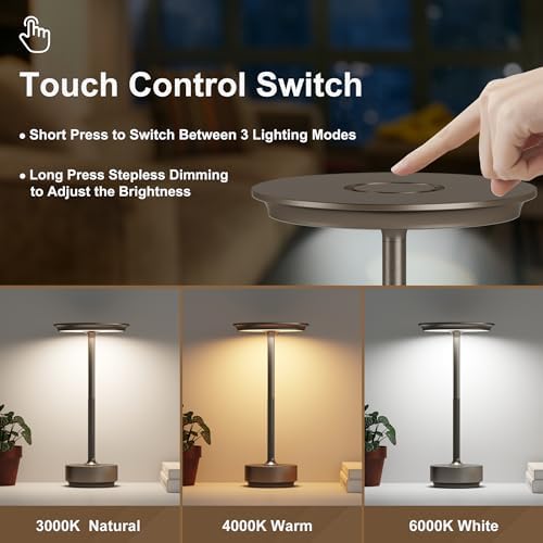 2 Pack Cordless Table Lamps Rechargeable, 5000mAh LED Table Light - Image 2