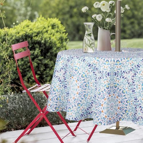EHouseHome Outdoor and Indoor 70inch Round Tablecloth with Umbrella Hole and Zipper, Waterproof Zippered Patio Table Cloths, Spring/Summer Table Covers for Backyard Circular Table/BBQs/Picnic - Image 4
