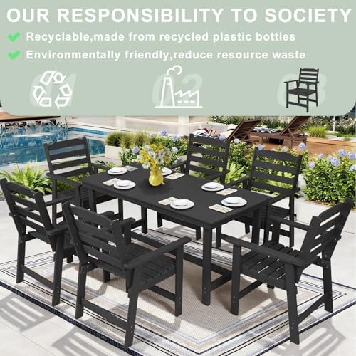 FUNBERRY Outdoor Dining Set, HDPE 5 Piece Dining Table Set with Chairs - Image 5