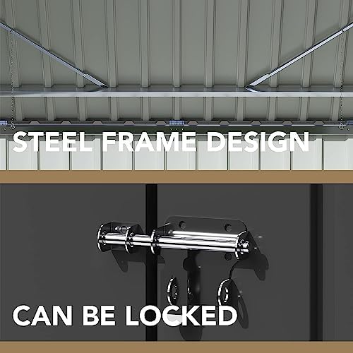 Devoko Outdoor Storage Shed 5.8 x 3.3 FT Metal Trash Shed Waterproof Outside Storage with Lid Chain Hydraulic Gas Rod for Trash Can Weeding Tools - Image 5