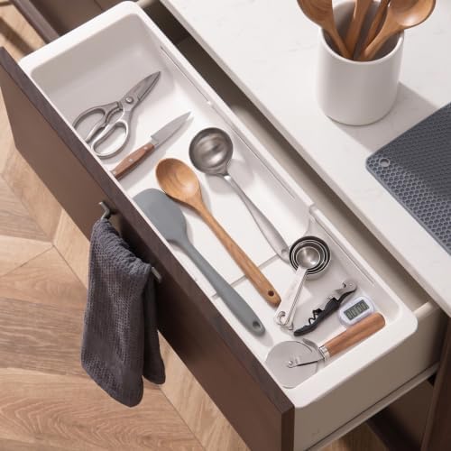 Deep Drawer Organizer, Adjustable Drawer Organizer, Suitable for Kitchens, Cosmetics, Daily Necessities, Barbecue Tools, Durable Plastic Material, Sliding Design, Convenient Storage.(Large* 2) by Unknown