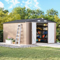 MXV 12 x 10FT Outdoor Storage Shed, Metal Garden Shed with Windows, Double Lockable Doors & Sloped Roof, Waterproof Tool Sheds for Backyard Garden Patio Lawn, Brown by Unknown