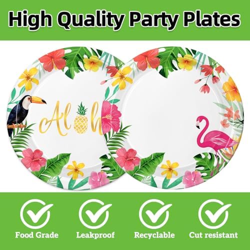 40pcs Flamingo Party Decorations Hawaiian Plates and Napkins Summer Flamingo Themed Tableware Set for Girls Kids Birthday Baby Shower,Suitable for 20 Guests - Image 3