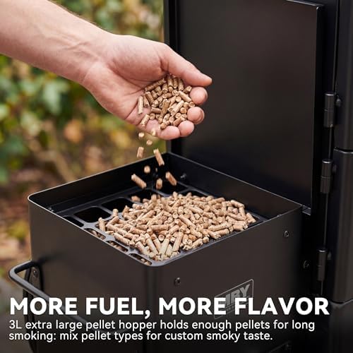 Electric Pellet Smoker with Rainproof Cover & Meat Probe, Vertical Pellet Smoker Grill with LED Display Temperature Control, 616 Sq.in, 4-Rack for Ribs, Brisket, Chicken - Image 7
