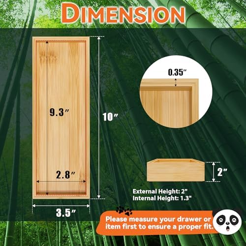 Lixple Bamboo Kitchen Drawer Organizer, 2 Pack, 10" x 3.5" x 2" - Image 2