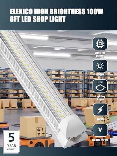 Industrial Grade Ultra-Bright 100W 8FT Led Shop Lights 15000LM 6Pack - Image 3