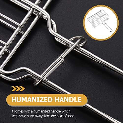 Kichvoe Thickened Stainless Steel Fish Grill Basket with Handle 15.74X11.81 Inch Mesh Rack for Outdoor Bbq Grilling Vegetables Steak Shrimp and Chicken - Image 6