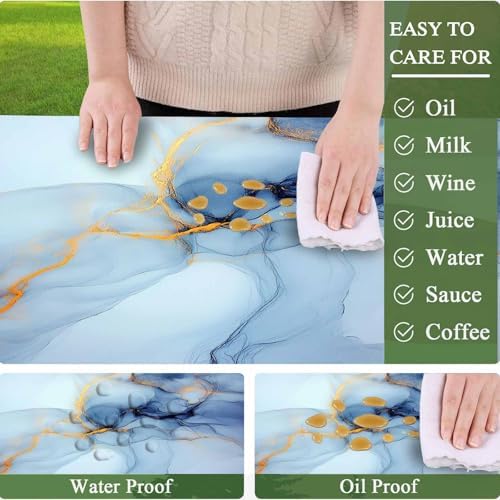 CAPSCEOLL Fitted Picnic Table Cover with Bench Covers 5ft - Blue Marble - Image 3