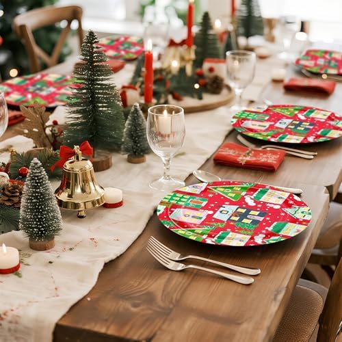 WRAPAHOLIC 25Pcs Christmas Paper Plates - 9 Inch Christmas Village House Disposable Plates Decorative Dinner Plates for Holiday Party Tableware Supplies Table Decor - Image 4
