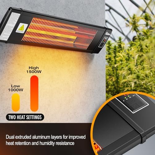DR. INFRARED HEATER Portable Infrared Indoor and Outdoor Space Heater for Patio, Garage, Commercial & Residential With Remote Control, With Thermostat, Black - Image 3