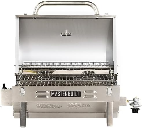 Masterbuilt Portable Propane Gas Grill with Folding Legs, Chrome-Coated Warming Rack and 288 Cooking Square Inches in Stainless Steel, Model MB20030819 - Image 2