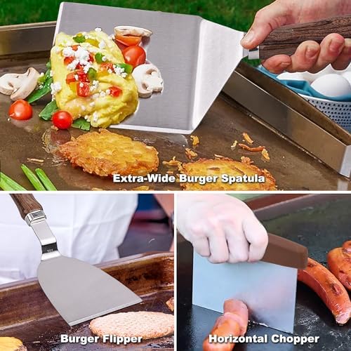 ROMANTICIST 29PCS Griddle Accessories Set - Flat Top Teppanyaki Spatula Set with Scraper, Basting Cover for Camp Chef- Home Cooking Griddle and Outdoor BBQ Gifts for Father's Day - Image 4