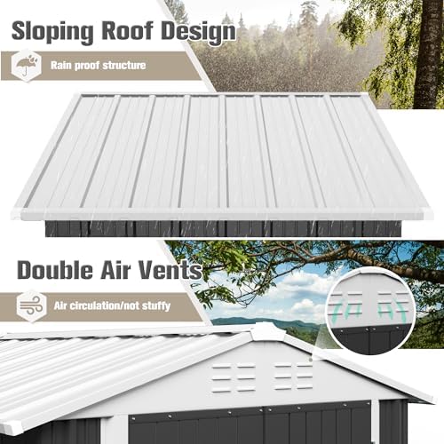 JUMMICO Metal Outdoor Storage Shed 6 x 4 FT Metal Shed with Lockable Door,Waterproof Garden Tool Shed Storage House for Backyard Patio Lawn,Grey - Image 4