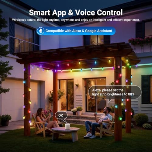 NEEWER NR01 144ft Outdoor String Lights App Control Smart AI RGB IC W Light - Image 4