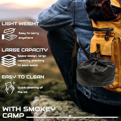 7Pcs Camping Pan Set - Backpack Cookware Pot and Pans Set, Survival Cooking Kit for Hiking, Picnic - Image 4