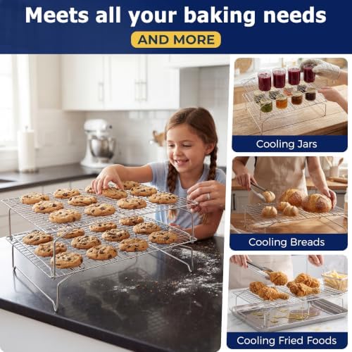 E-far Cooling Rack 15”x10”, 3-Tier Collapsible for Cooking and Baking - Image 4