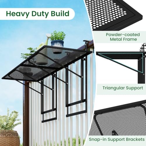 Tangkula 48" Folding Balcony Railing Table for 1.5"-3.5" Thick - Image 7