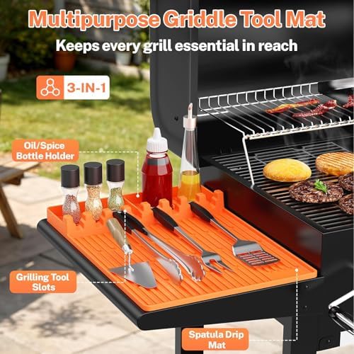 Halloween Silicone Grill Mat Compatible with Blackstone, Raised Edge,Orange - Image 3