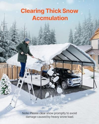 VEVOR 20x24 ft Heavy Duty Metal Carport, Outdoor Car Shelter with Removable PE Sidewalls, Steel Frame Garage for Car, Truck, Boat, Tractor, and Equipment Storage - Image 4