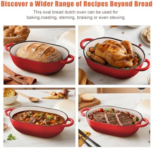5 QT Enameled Cast Iron Sourdough Bread Oven, Loaf Pan with Lid - Image 5
