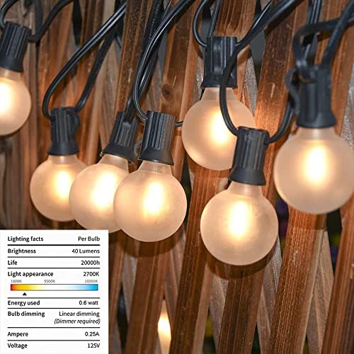 GOOTHY 50Ft LED Outdoor Patio String Lights - Waterproof Globe Lights with 52 Shatterproof Frosted Bulbs, Connectable for Wedding, Party, Christmas & Garden Decor, Black Wire - Image 5