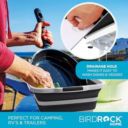 BIRDROCK HOME 11L Collapsible BBQ Prep Tub with Lid, Black, 19”L x 14”W - Image 6