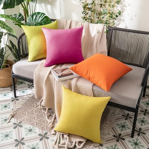 MIULEE Decorative Outdoor Pillow Covers Waterproof 18x18 Hot Pink - Image 4