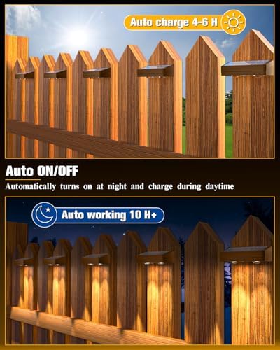 JOFIOS Solar Fence Lights 8 Pack Brown, 50 Lumens Outdoor Fence Lights Solar Powered with 12 Modes RGB Color Glow, LED Deck Lighting Outdoor Waterproof IP65, Backyard, Deck, Porch, Railing, Pool, Wall - Image 5