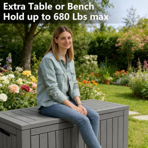 KAMABOKO 140 Gallon Outdoor Storage Box Waterproof Deck Box for Patio - Image 5