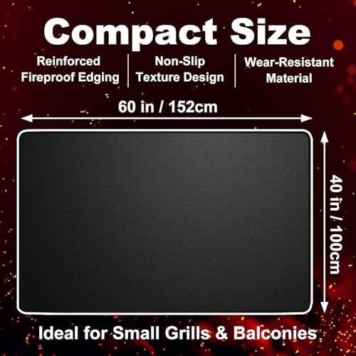 Under Grill Mat for Outdoor Grill Fireproof Deck Protector 60"x40" - Image 2