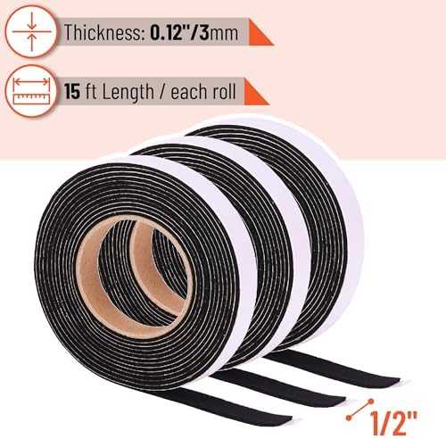 UNCO- Smoker Gasket, 15 FT, 1/2" x 1/8", 3 Pack, Black, Smoker Gasket Seal High Temp - Image 2