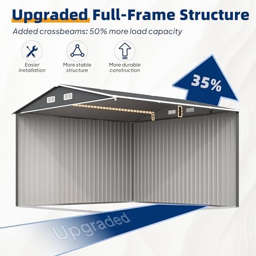UDPATIO 10X10 FT Outdoor Storage Shed, Metal Shed for Patio&Garden,Grey - Image 6