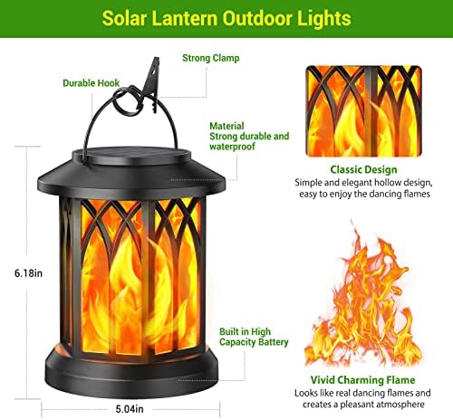 KOOPER 6 Pack Solar Lantern Outdoor Lights, Upgraded Flickering Flame Solar Lanterns Outdoor Waterproof, Auto ON/OFF Lanterns Decorative Outdoor, Hanging Lantern for Yard Patio Lawn Table Garden Decor - Image 3