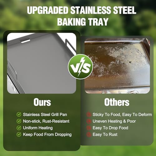COWSAR Portable Gas Grill 8000 BTU 304 Stainless Steel Propane BBQ Griddle - Image 3
