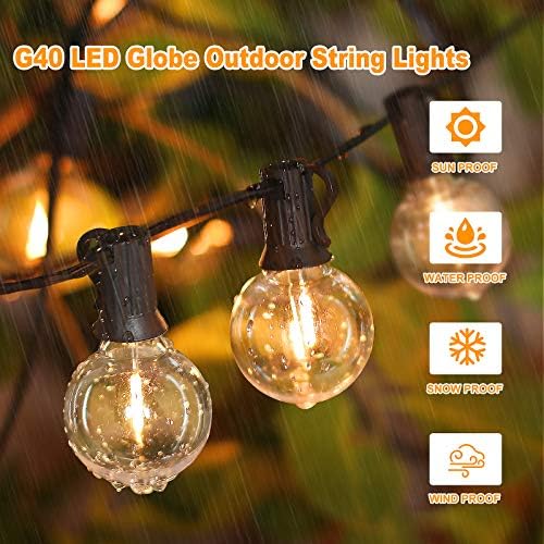 Bosceos 80FT Outdoor G40 LED Globe String Lights Dimmable Waterproof - Image 4