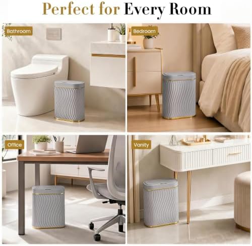 Ogikey Bathroom Small Trash Can with Automatic Touchless Lid, 2.6 Gallon Smart Garbage Can Narrow Waterproof Trash Bin for Bedroom, Office, Living Room (2.6 Gallon-Grey) - Image 6