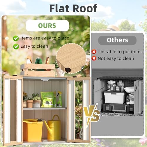 AECOJOY Outdoor Storage Cabinet Waterproof with Floor & Adjustable Shelves - Image 5