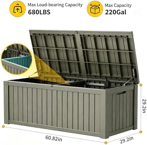 KAMABOKO 220 Gallon Outdoor Storage Box Waterproof Deck Box for Patio - Image 2
