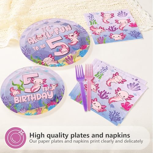 96Pcs Axolotl 5th Birthday Party Decorations for Girls, Serves 24 - Image 4