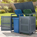 Goplus 44 Cu.Ft Outdoor Trash Can Storage, Garbage Can Hider Outdoor with 2 Lockable Doors Gas Struts & Shock Absorbers, Slant-roof Outdoor Storage for Patio, Backyards, Yard & Garden (52"x32"x49.5") by Goplus